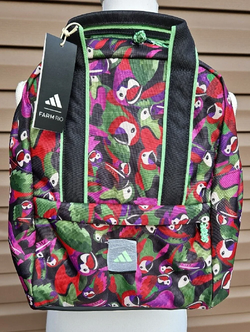 FARM Rio And ADIDAS Multicolor Parrot-Print Backpack with Green Trim